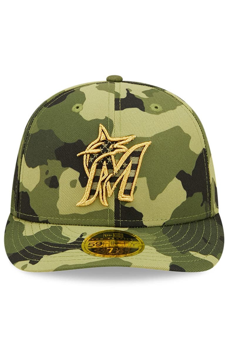 New Era Men's New Era Camo Miami Marlins 2022 Armed Forces Day On-Field Low Profile 59FIFTY, Alternate, color, 