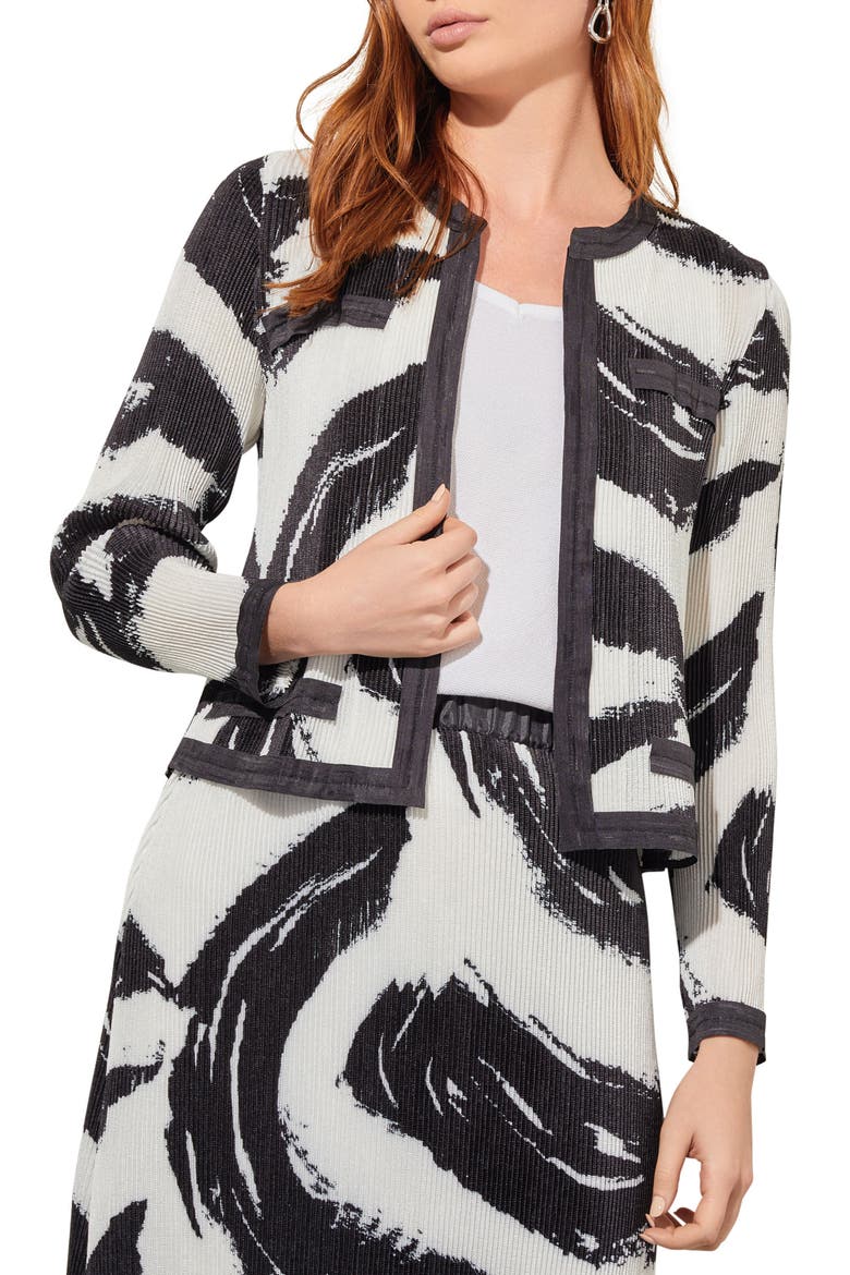 Abstract Print Plissé Jacket, Main, color, BLACK/ WHITE