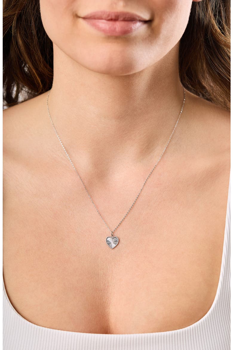 14K Gold Heart Pendant Necklace (Online Trunk Show), Alternate, color, 14K WHITE GOLD