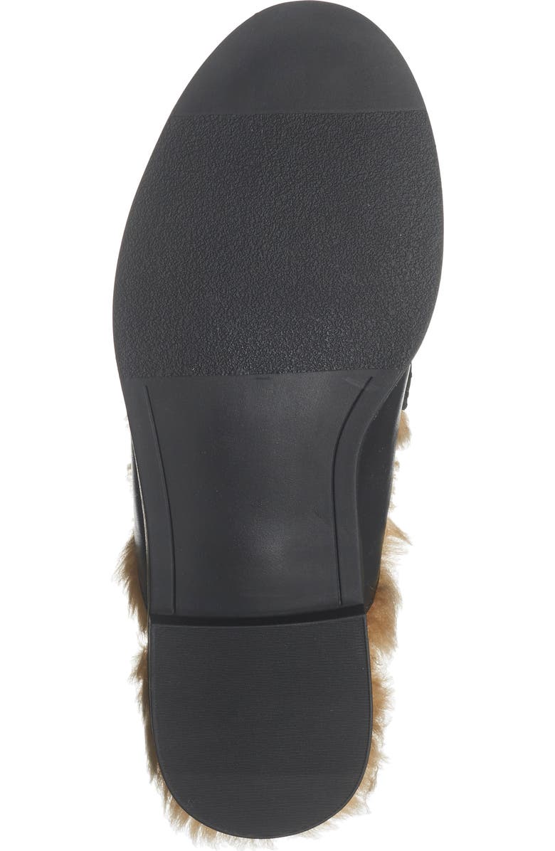 Steve Madden Milah Horsebit Faux Fur Lined Mule, Alternate, color, Black Leather