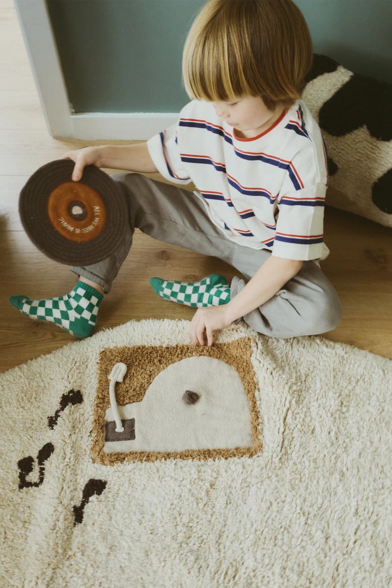 Washable Play Rug Music, Alternate, color, Ochre, Coffee bean, Natural