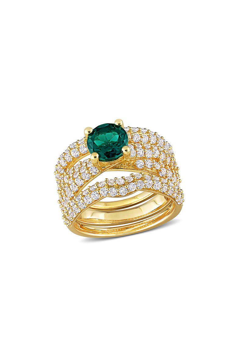 Created Emerald & Created Sapphire Stackable Ring Set, Main, color, GREEN