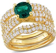 DELMAR Created Emerald & Created Sapphire Stackable Ring Set