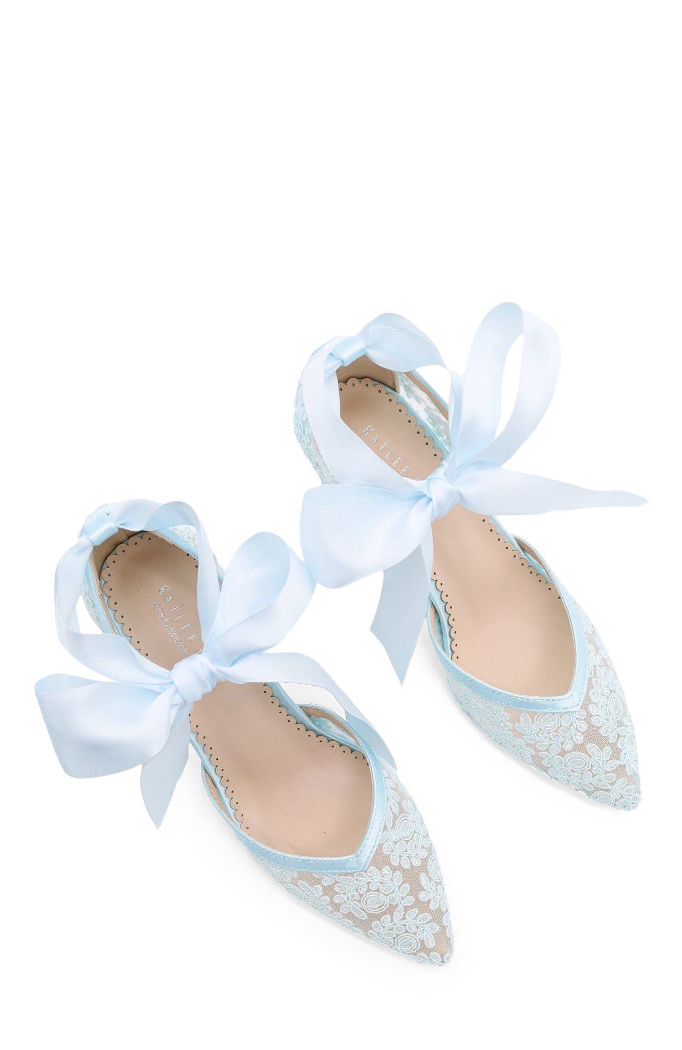 Abby Lace Block Heel with Satin Ankle Tie, Alternate, color, Light Blue