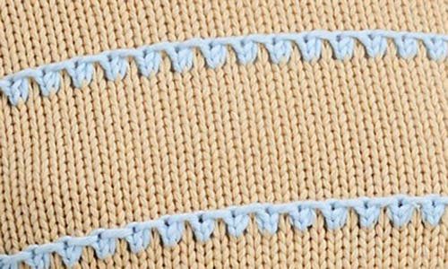 Madewell Stripe Textured Cotton Sweater In Pale Blue