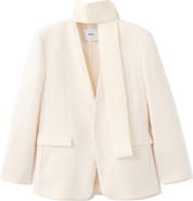 MANGO American New York Collarless Tie Waist Jacket with Scarf