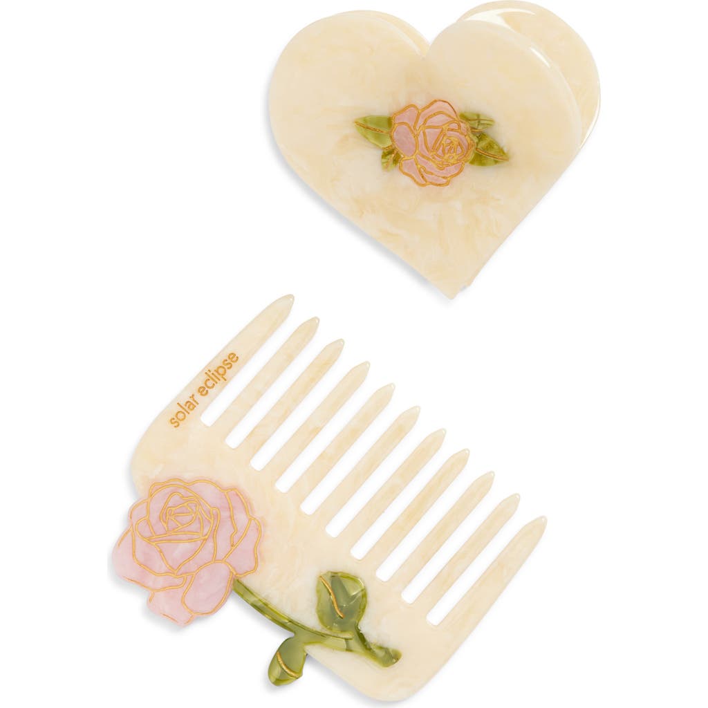 Solar Eclipse Vintage Rose Jaw Clip & Comb Set In White