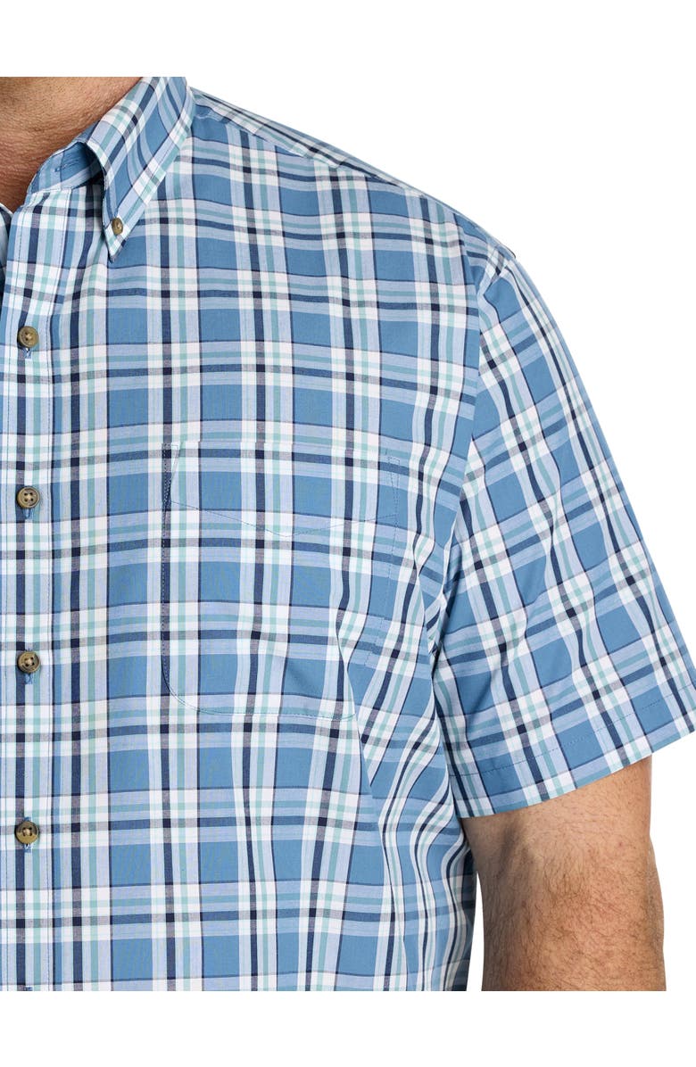 Harbor Bay by DXL Big & Tall Easy-Care Tonal Medium Plaid Sport Shirt, Alternate, color, Blue