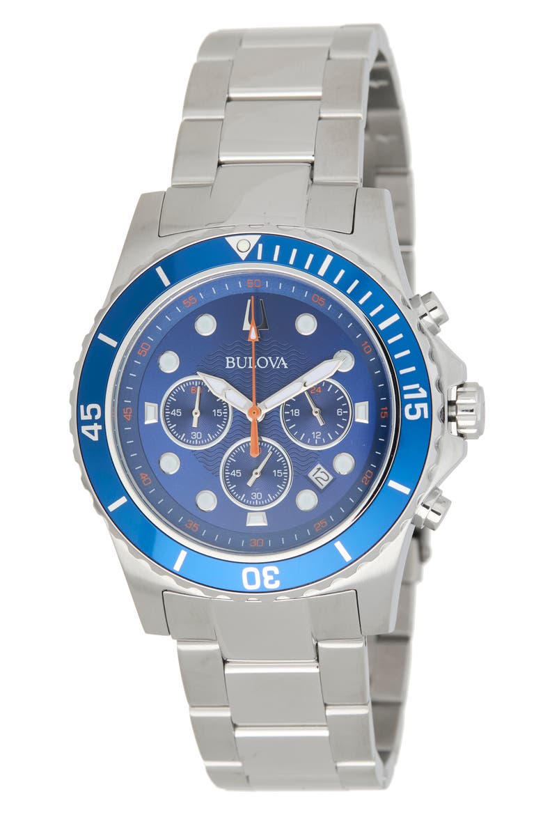 Men's Chronograph Watch, 44mm, Main, color, SILVER