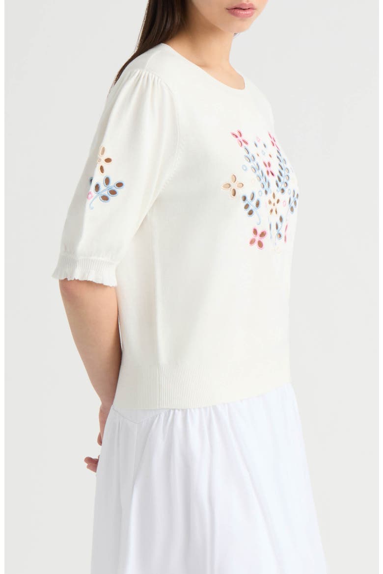 Eyelet Embroidered Sweater, Alternate, color, MARSHMALLOW