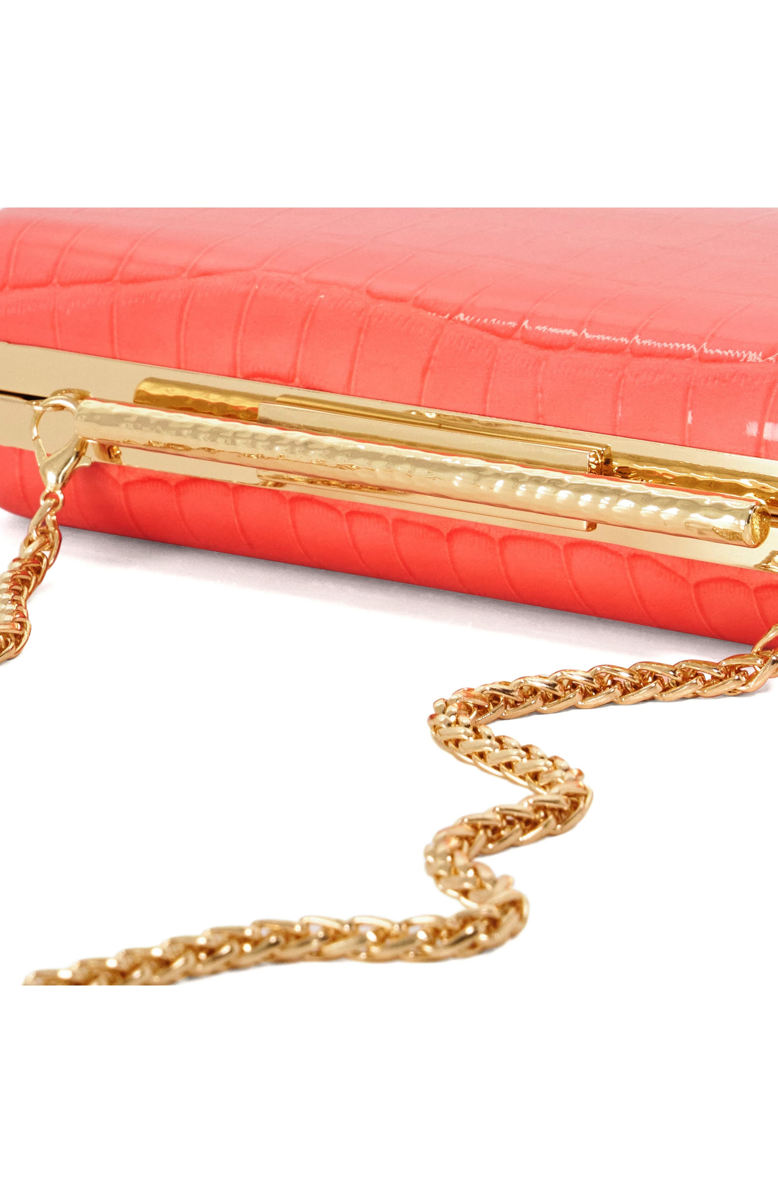 Dune London Body Faux Leather Frame Clutch, Alternate, color, Coral