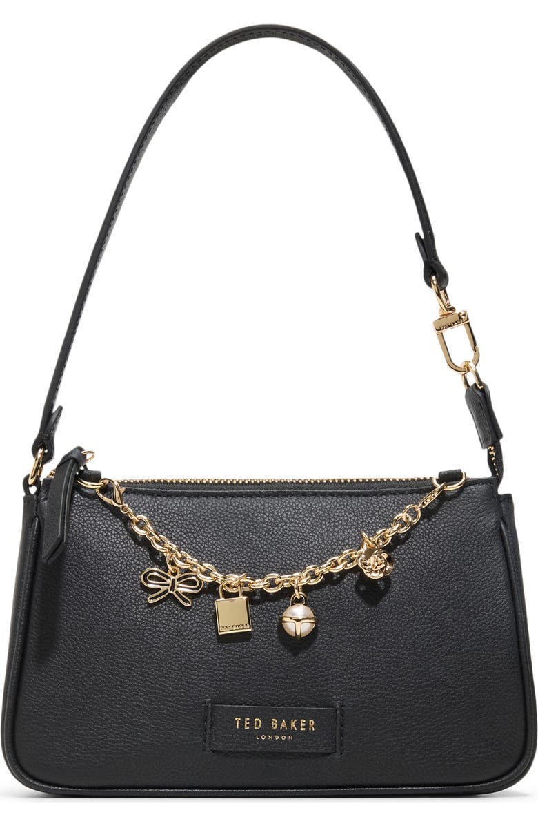 Ted Baker Agnes Leather Shoulder Bag, Main, color, Black