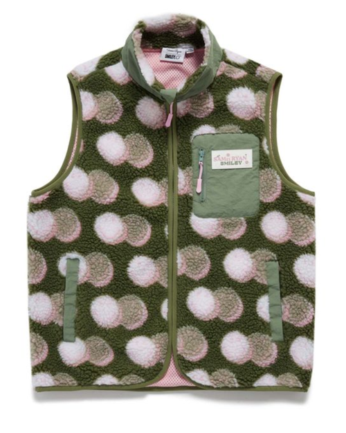 Samii Ryan Jacquard Faux Shearling Vest In Green