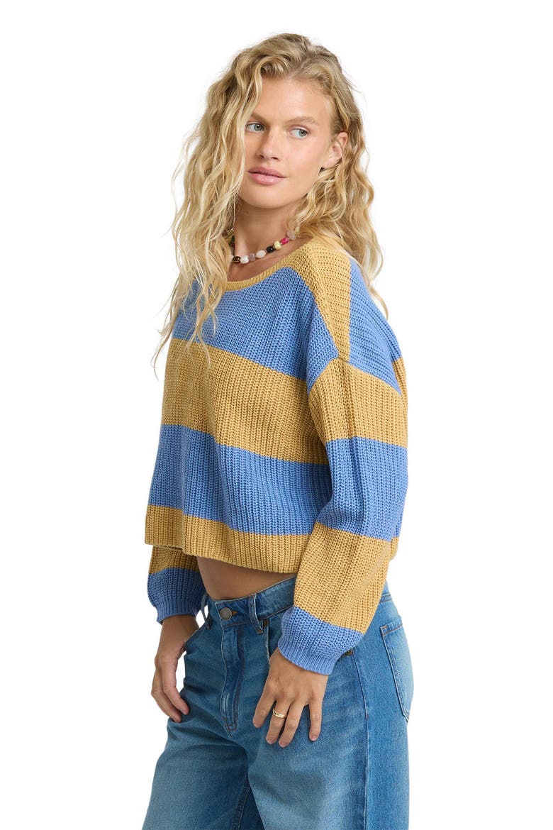 Stripe Marled Crop Sweater, Alternate, color, CURRY