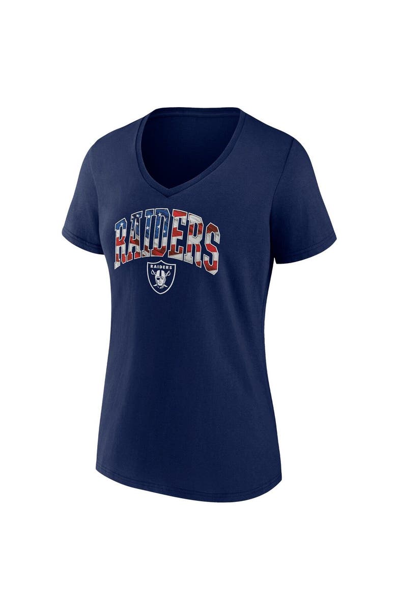 FANATICS Women's Fanatics Branded Navy Las Vegas Raiders Team Banner Wave V-Neck T-Shirt, Alternate, color, 