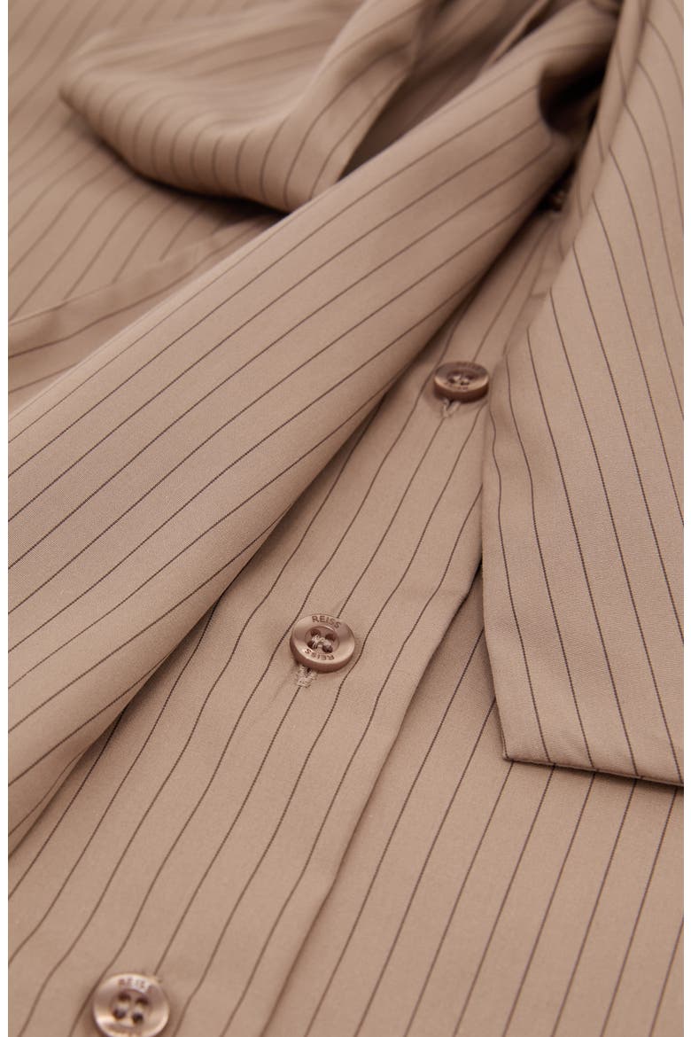Elowen Pinstripe Tie Neck Shirt, Alternate, color, MOCHA BROWN