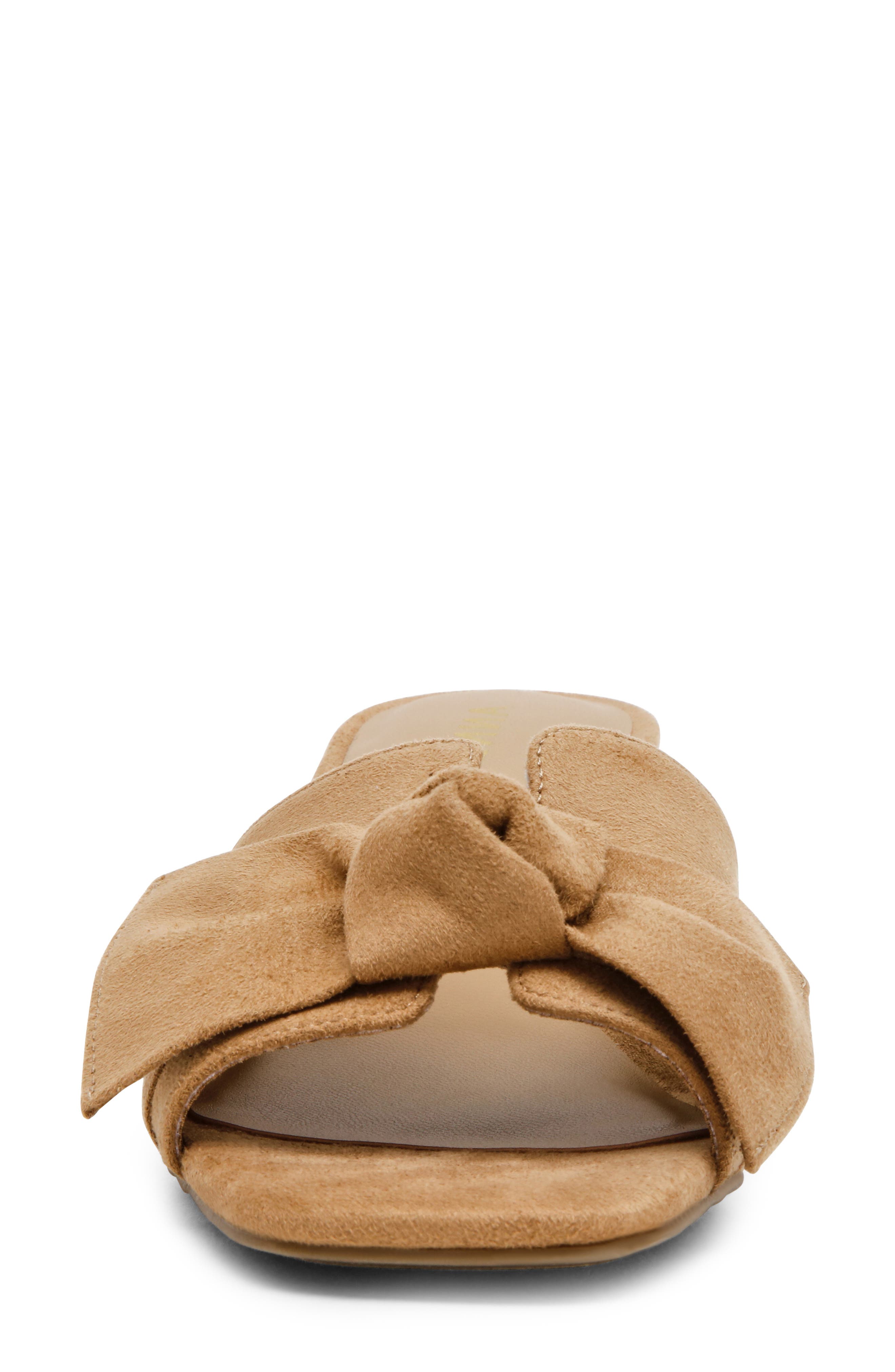Kizmet Bow Slide Sandal, Alternate, color, SAND SUEDE