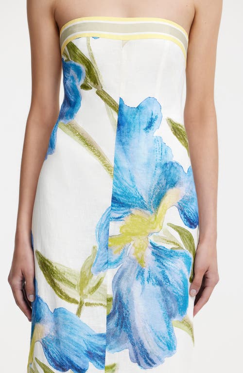 Significant Other Tess Floral Print Strapless Column Dress In Iris Bouquet