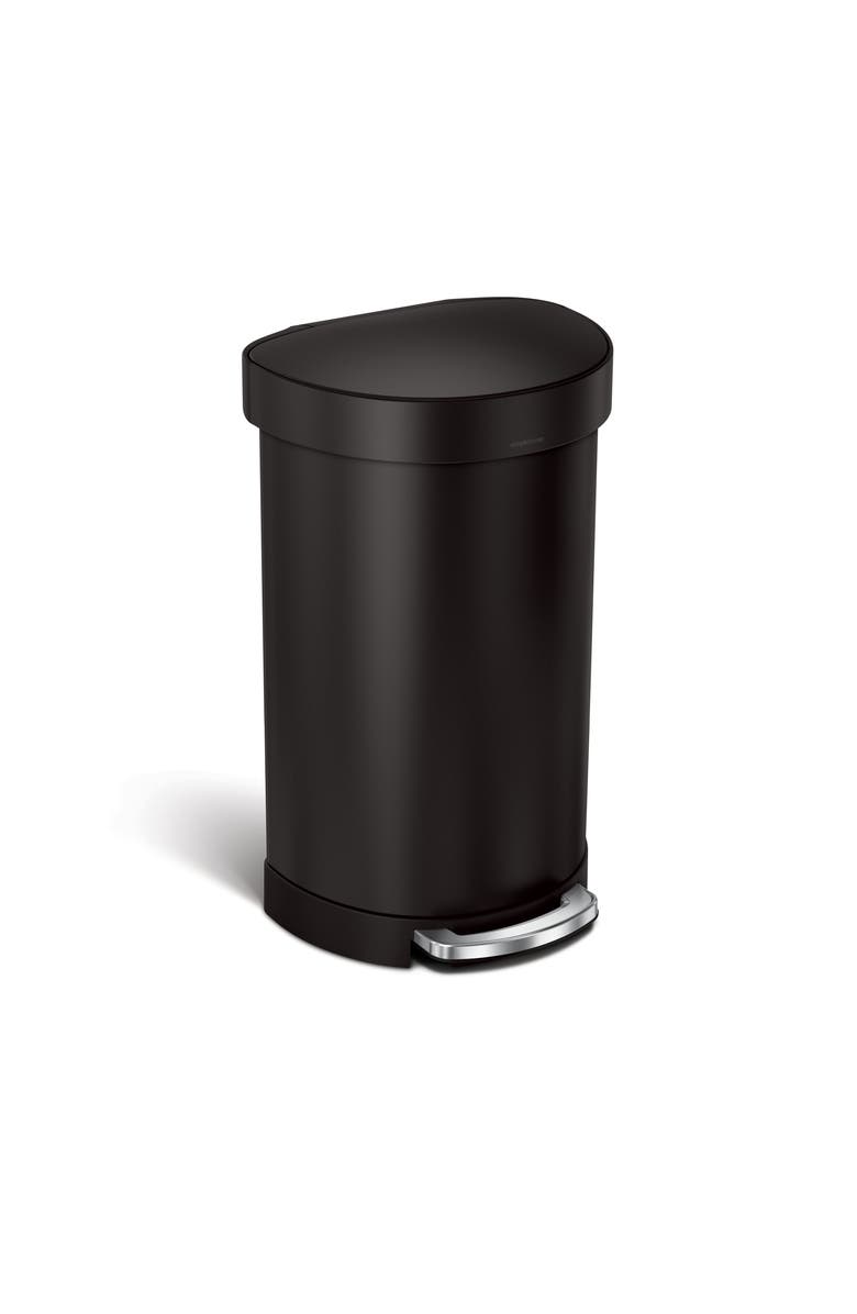simplehuman 45L semi-round step can, Main, color, Matte Black