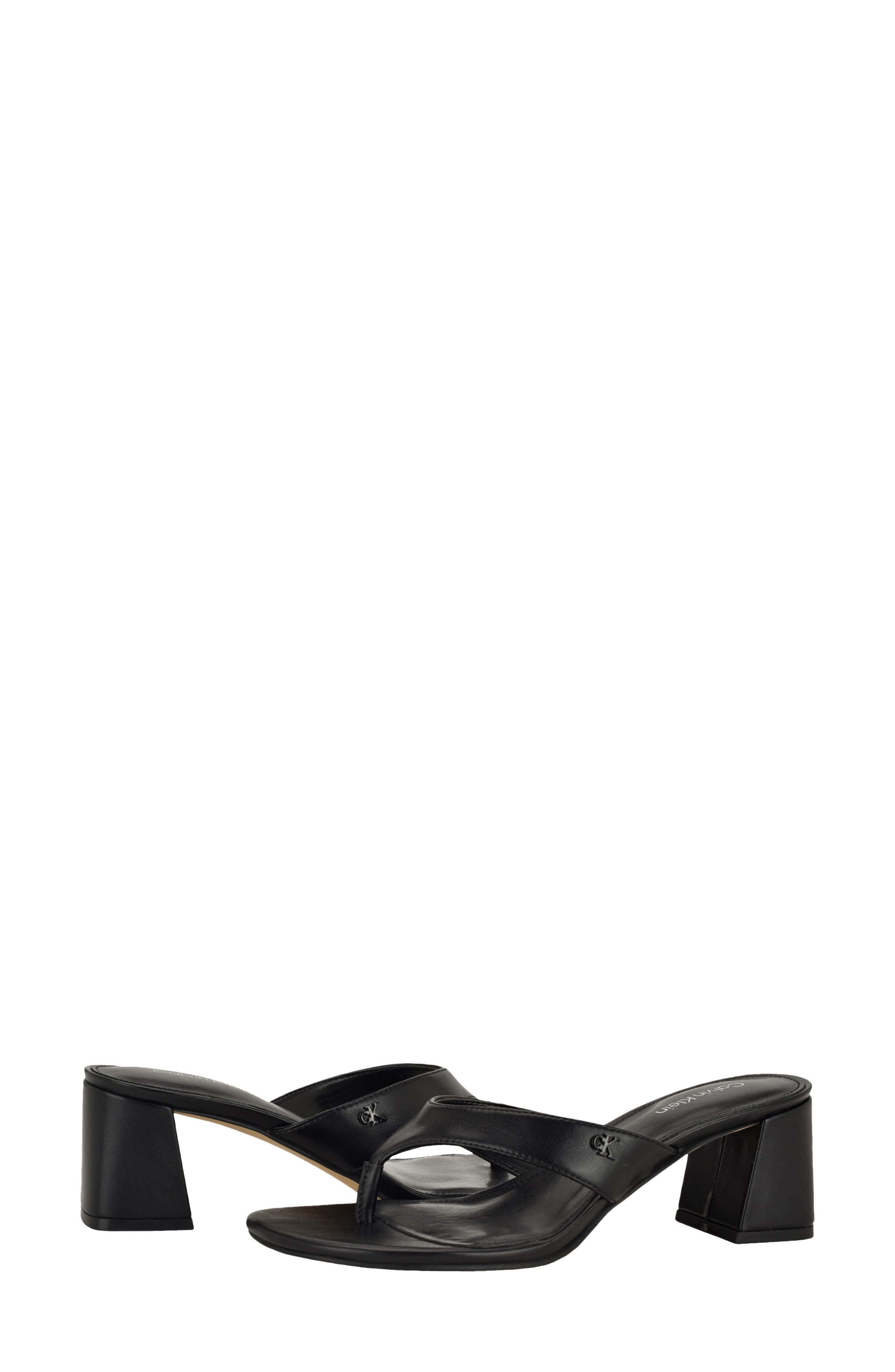 Calvin Klein Locinda Block Heel Sandal, Alternate, color, Black
