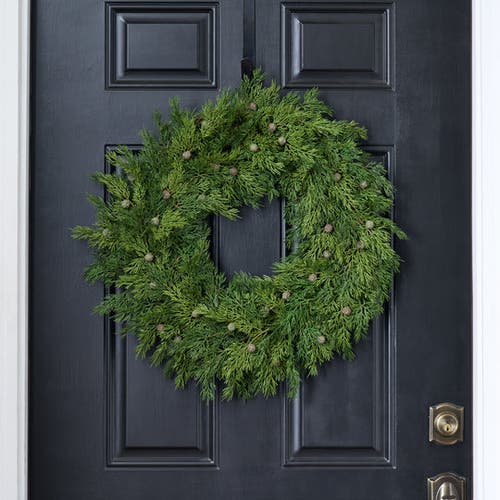 Darby Creek Trading Seeding Real Touch Juniper Berry Faux Greenery Front Door Mantle Wreath In Green