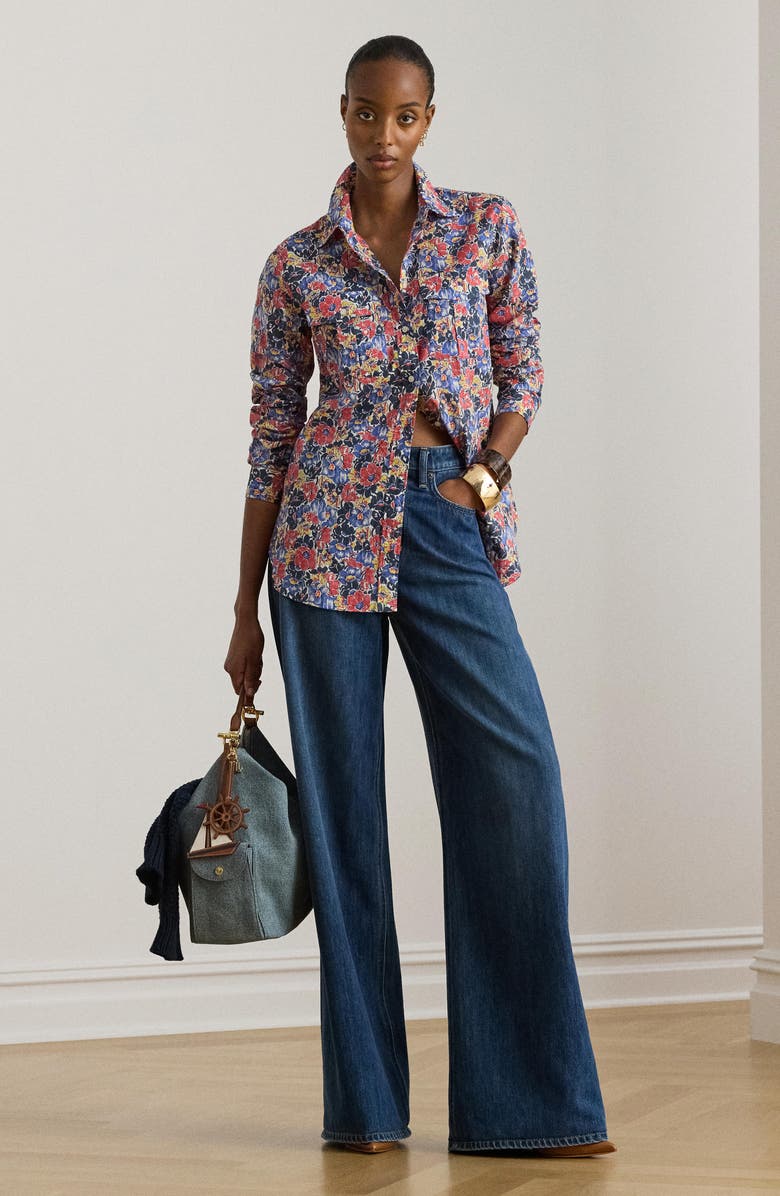 Lauren Ralph Lauren High Waist Wide Leg Jeans, Alternate, color, Maxen Wash Blue