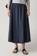 Theory Cotton Blend A-Line Midi Skirt