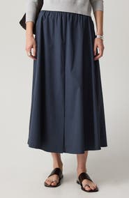 Theory Cotton Blend A-Line Midi Skirt