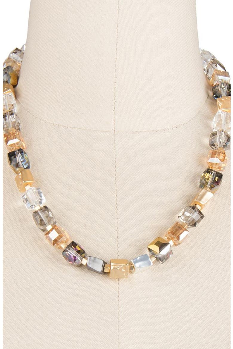Faceted Beaded & Stone Necklace, Alternate, color, GOLD