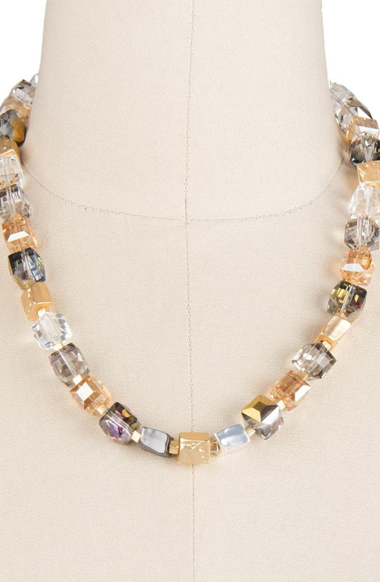 SAACHI Faceted Beaded & Stone Necklace, Alternate, color, Gold