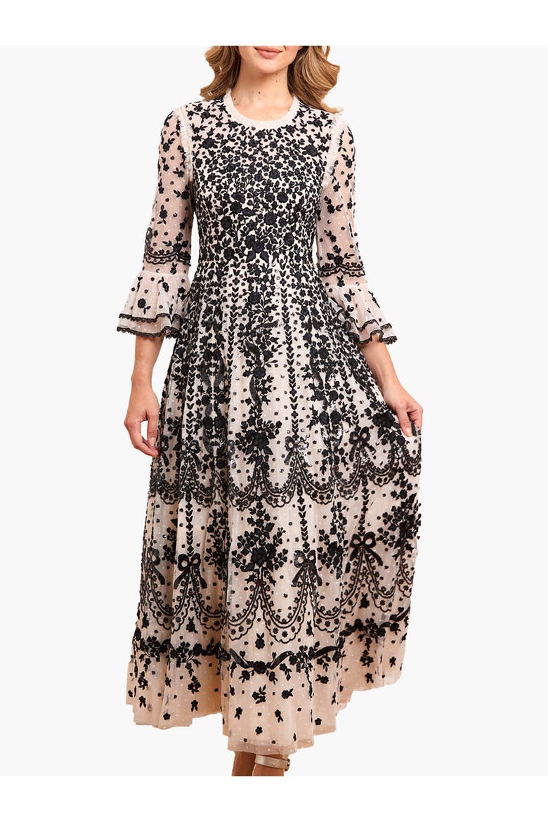 Adeline Round Neck Maxi Dress, Main, color, Cream/Graphite