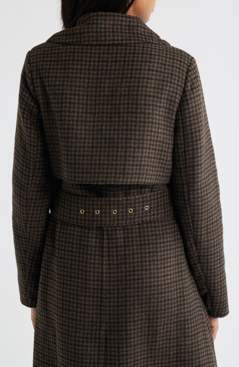 BCBGMAXAZRIA Houndstooth Double Face Belted Coat, Alternate, color, Black Brown Houndstooth