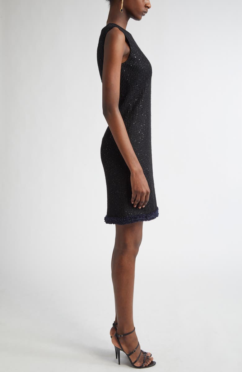 ST. JOHN Sequin Tweed Knit Sleeveless Dress, Alternate, color, Black/ Navy