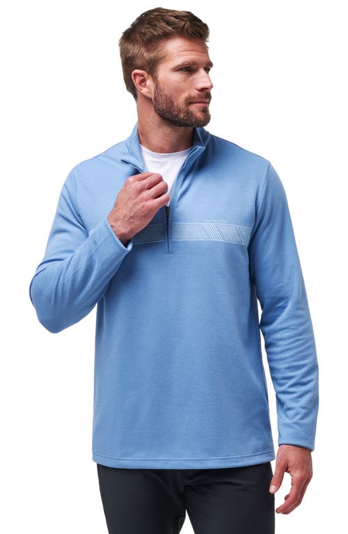 Travismathew Upgraded Chest Stripe Half Zip Pullover In Blue