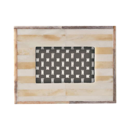 Storied Home Handmade Two-tone Bone & Mdf Photo Frame, Natural In Brown