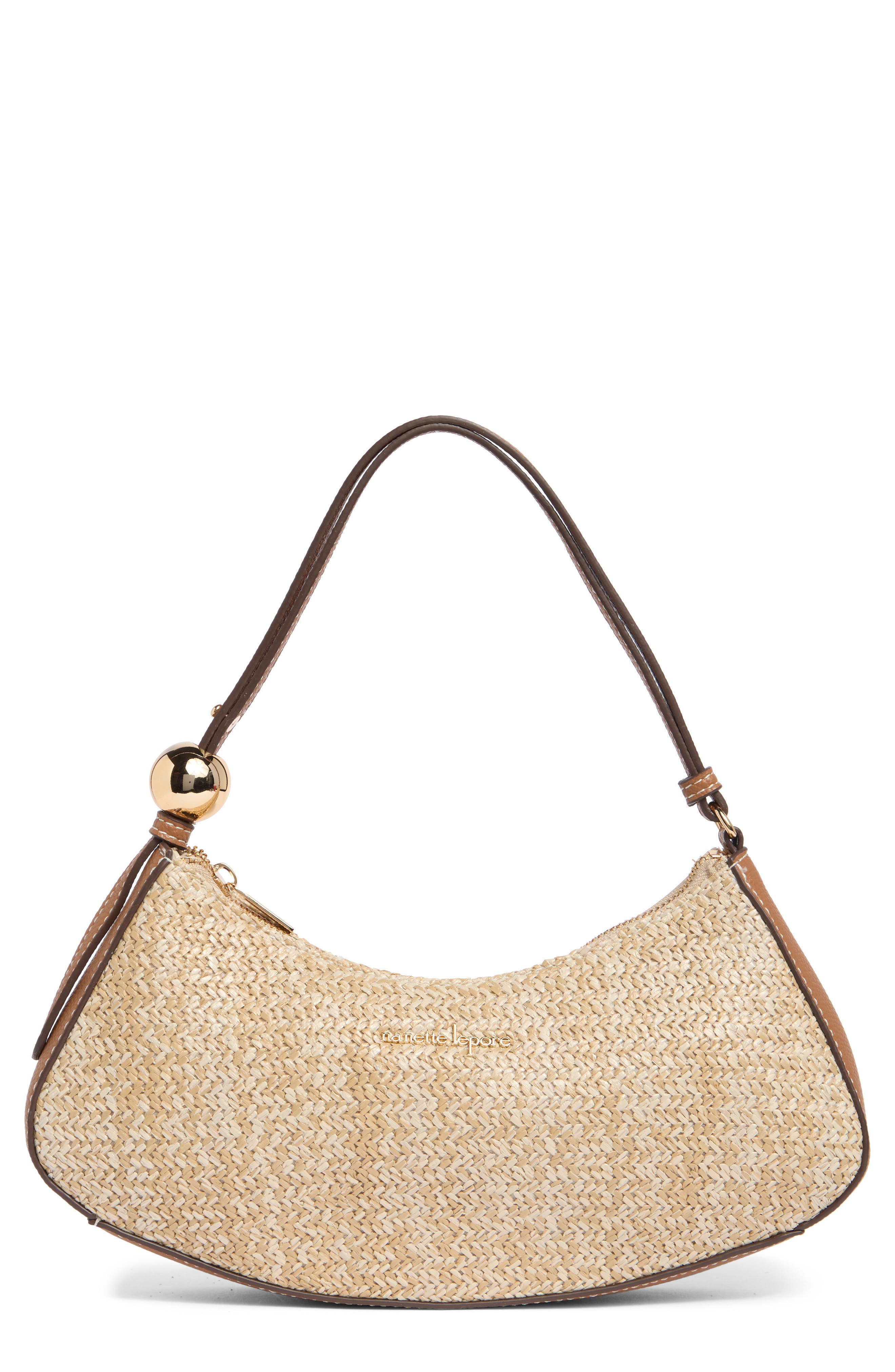 Nanette Lepore Straw Shoulder Bag, Main, color, Natural Straw-Hazelnut