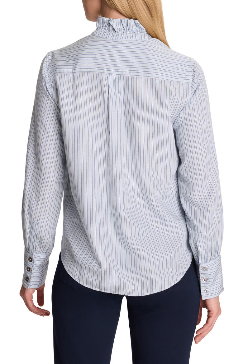 Ruffle Neck Stripe Shirt, Alternate, color, BLUE MULTI