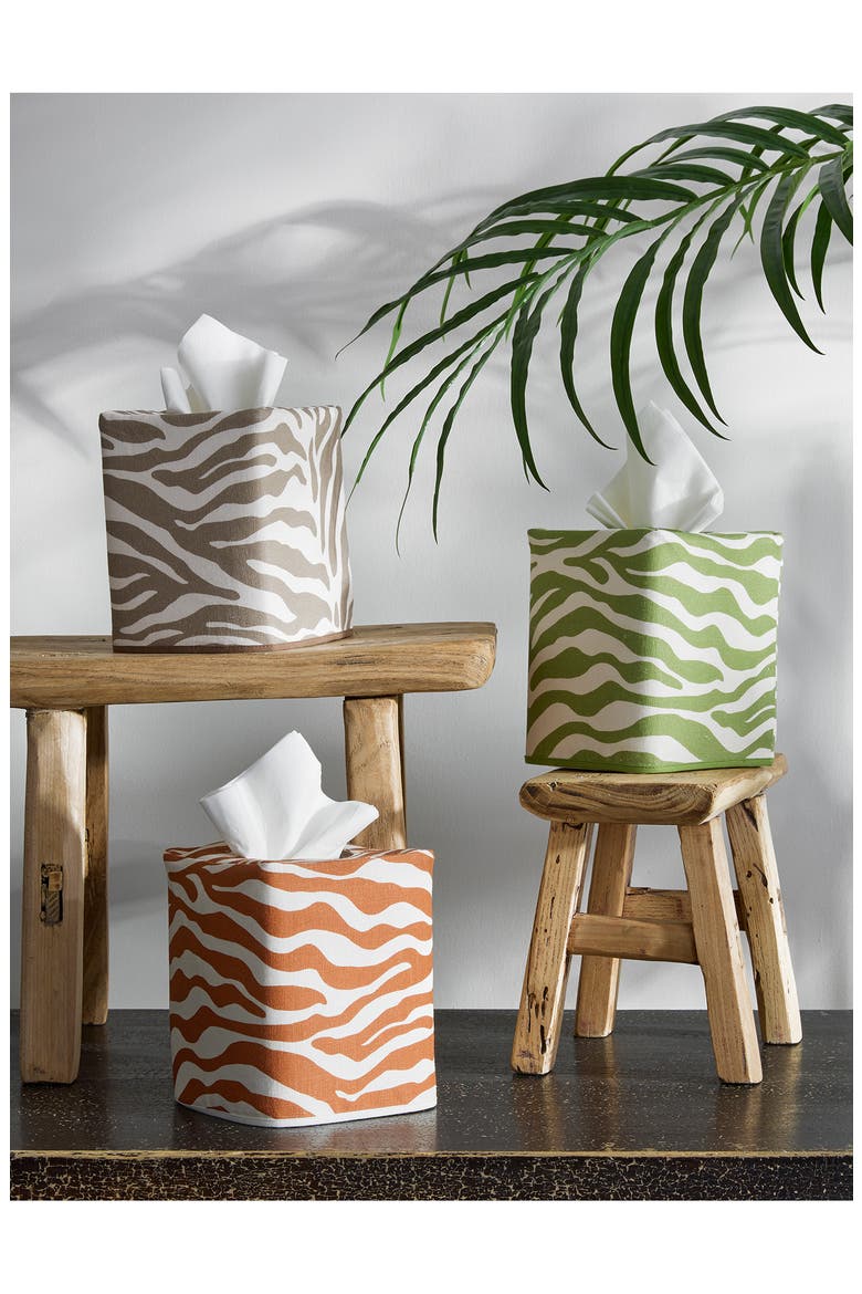 Regine Zebra Stripe Tissue Box Cover, Alternate, color, GRASS