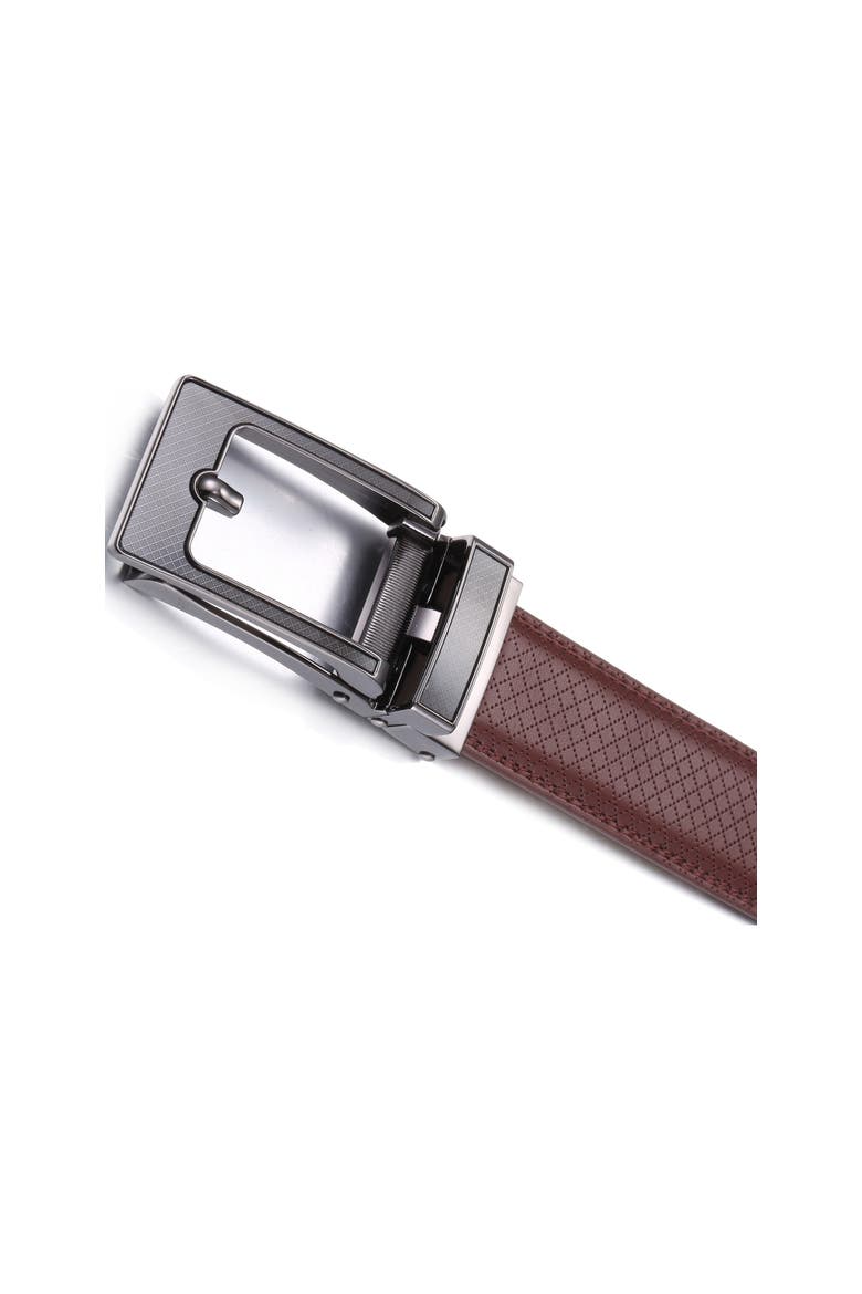 Crosshatch Leather Adjustable Ratchet Belt, Alternate, color, Umber