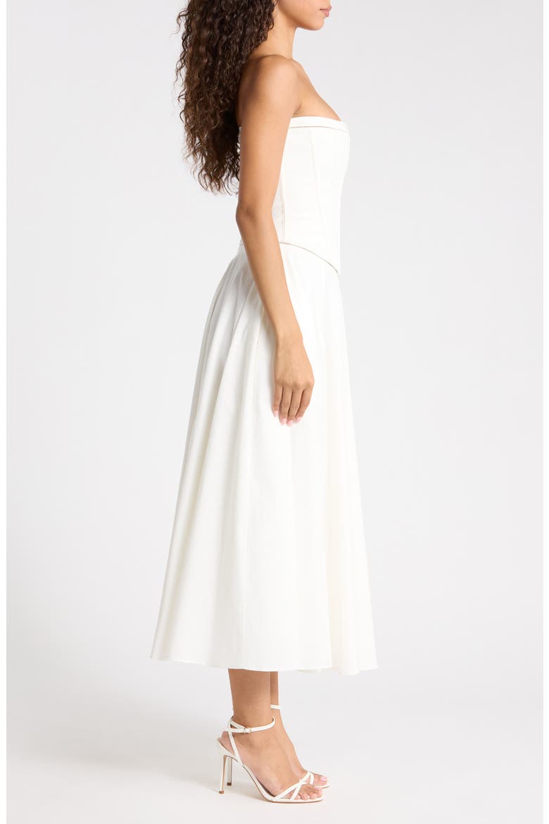 Gina Strapless Corset Stretch Cotton Dress, Alternate, color, WHITE