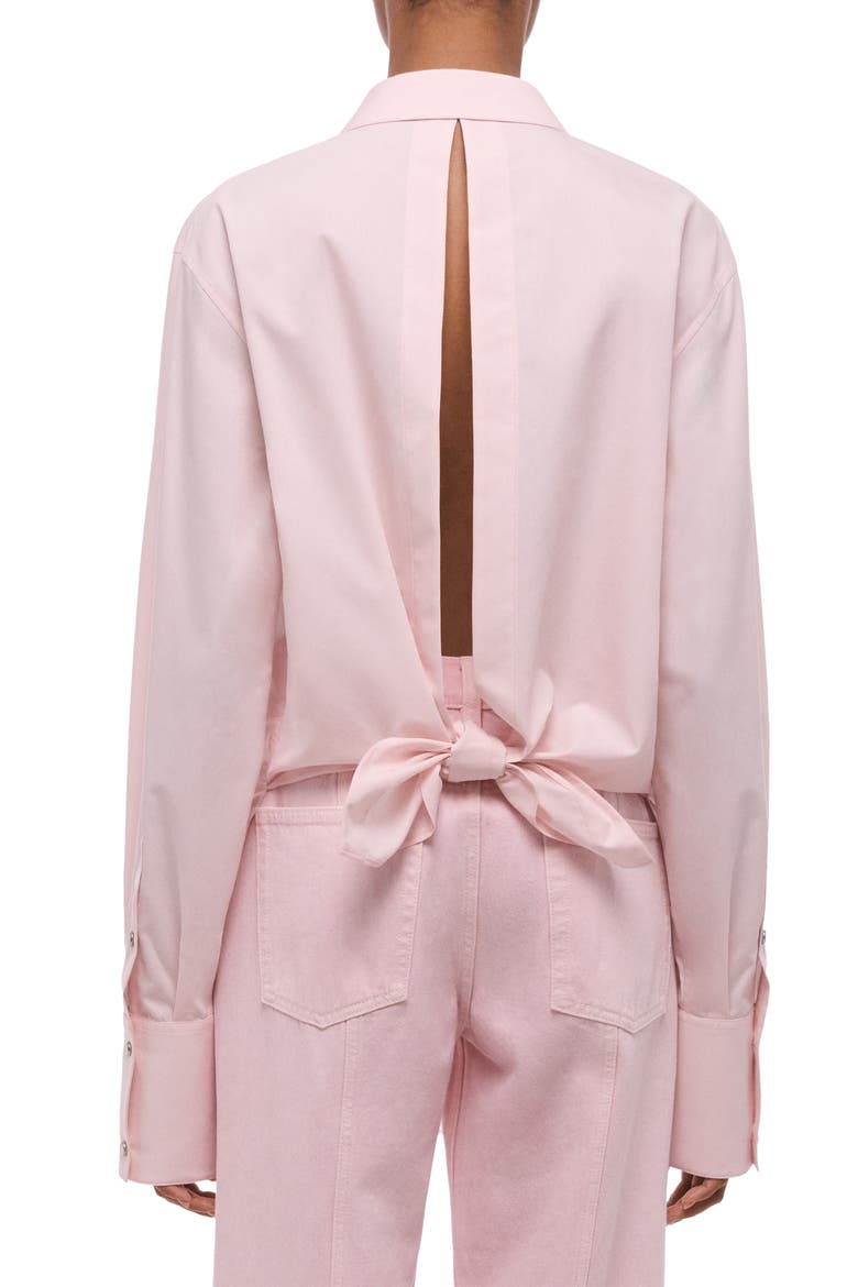 Open Tie Back Cotton Shirt, Alternate, color, PEONY