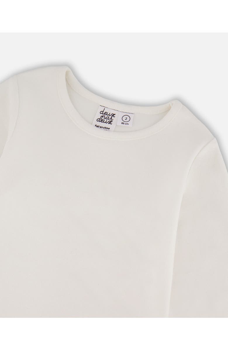 Deux par Deux Jersey Top with Embroidered Floral Sleeves, Alternate, color, Off-White