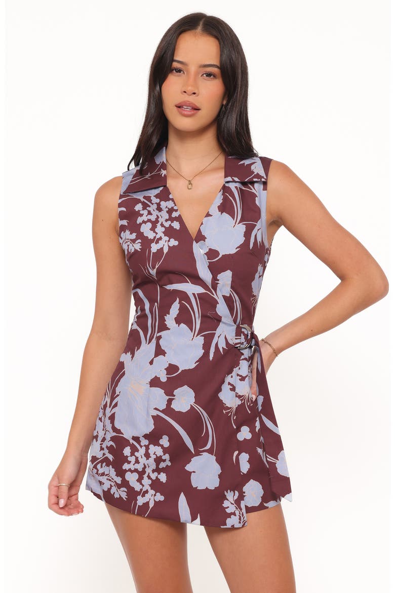 Mattie Cross Front Romper, Alternate, color, BURGUNDY FLORAL
