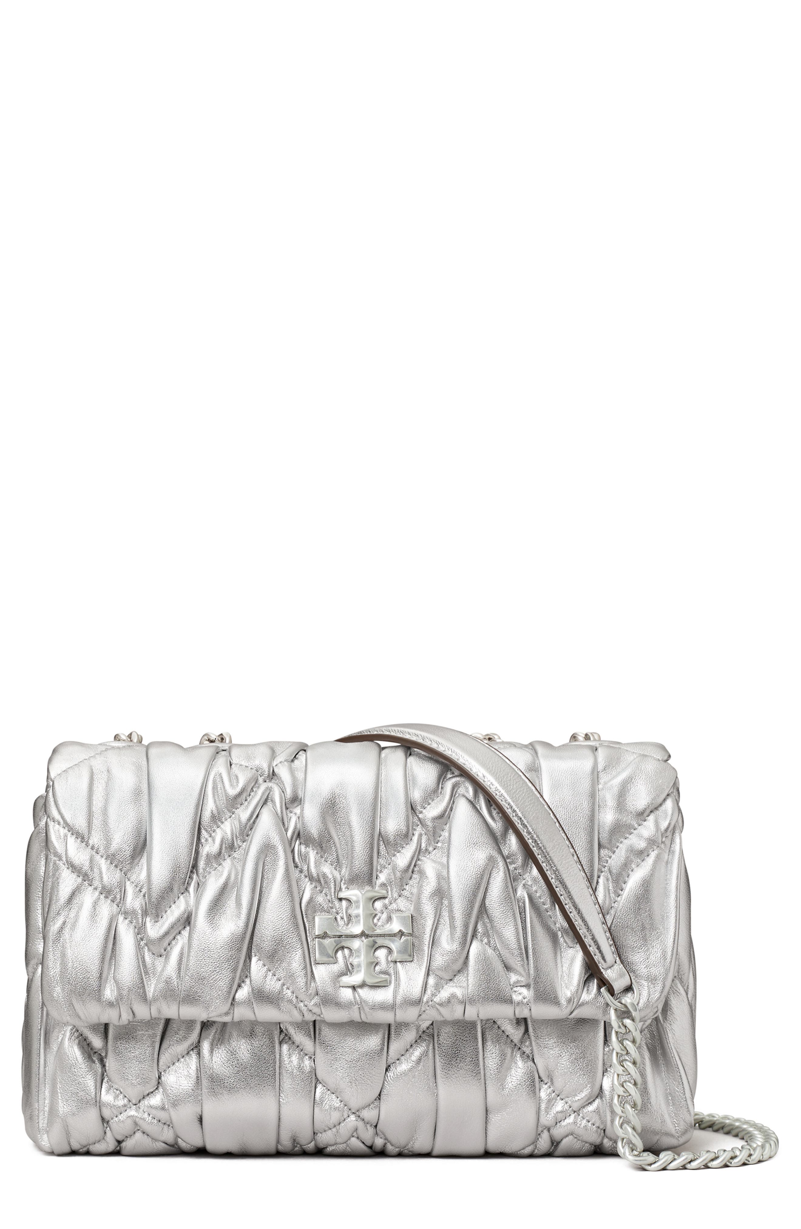 Tory Burch Small Kira Metallic Leather Shoulder Bag, Main, color, 