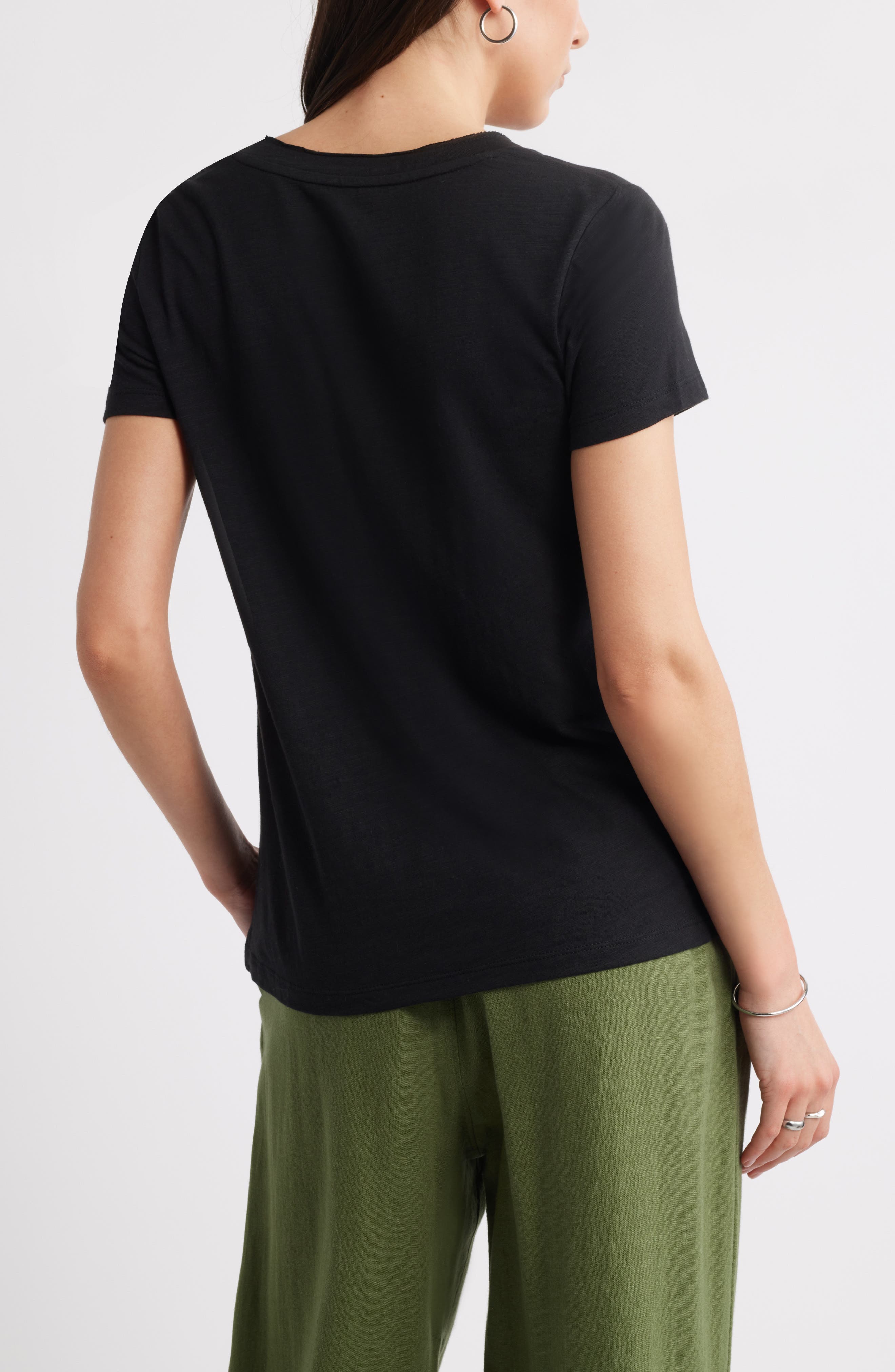 Женские Caslon® Cotton & Modal V-Neck T-Shirt — фото 3