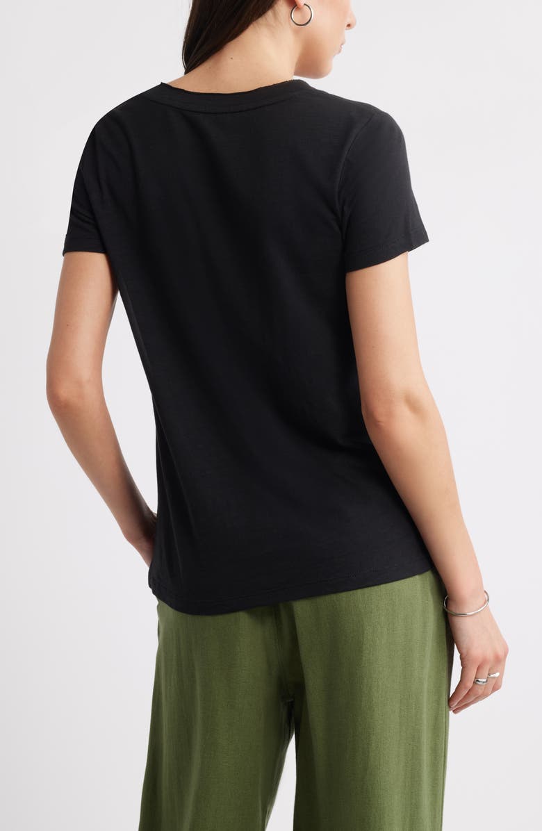 Caslon<sup>®</sup> Cotton & Modal V-Neck T-Shirt, Alternate, color, Black