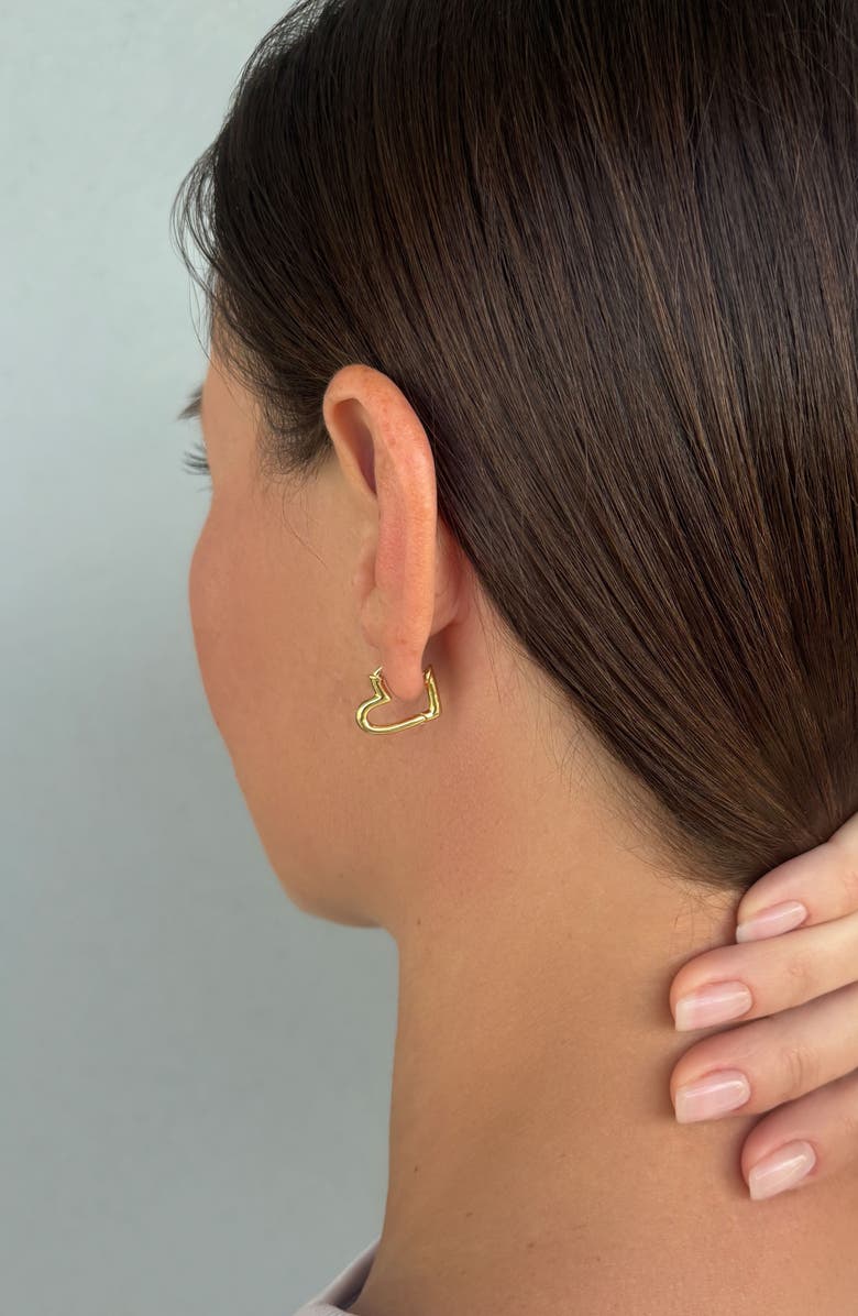 Adornia Heart Hoop Earrings, Alternate, color, Gold
