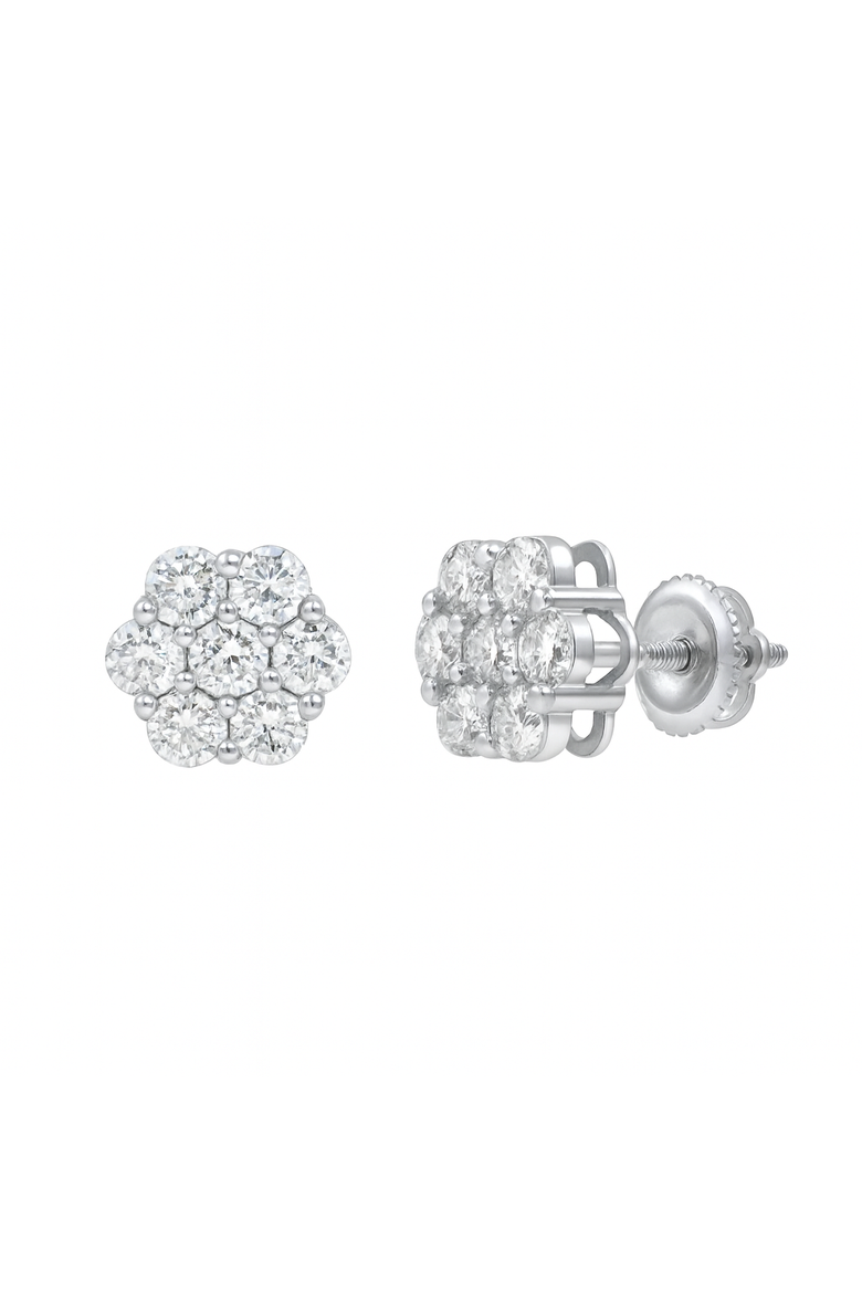 Meadow 1.25 Ct TW Lab Grown Diamond Cluster Studs 14K White Gold Earrings, Main, color, 14K White Gold