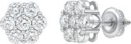 LuvMyJewelry Meadow 1.25 Ct TW Lab Grown Diamond Cluster Studs 14K White Gold Earrings