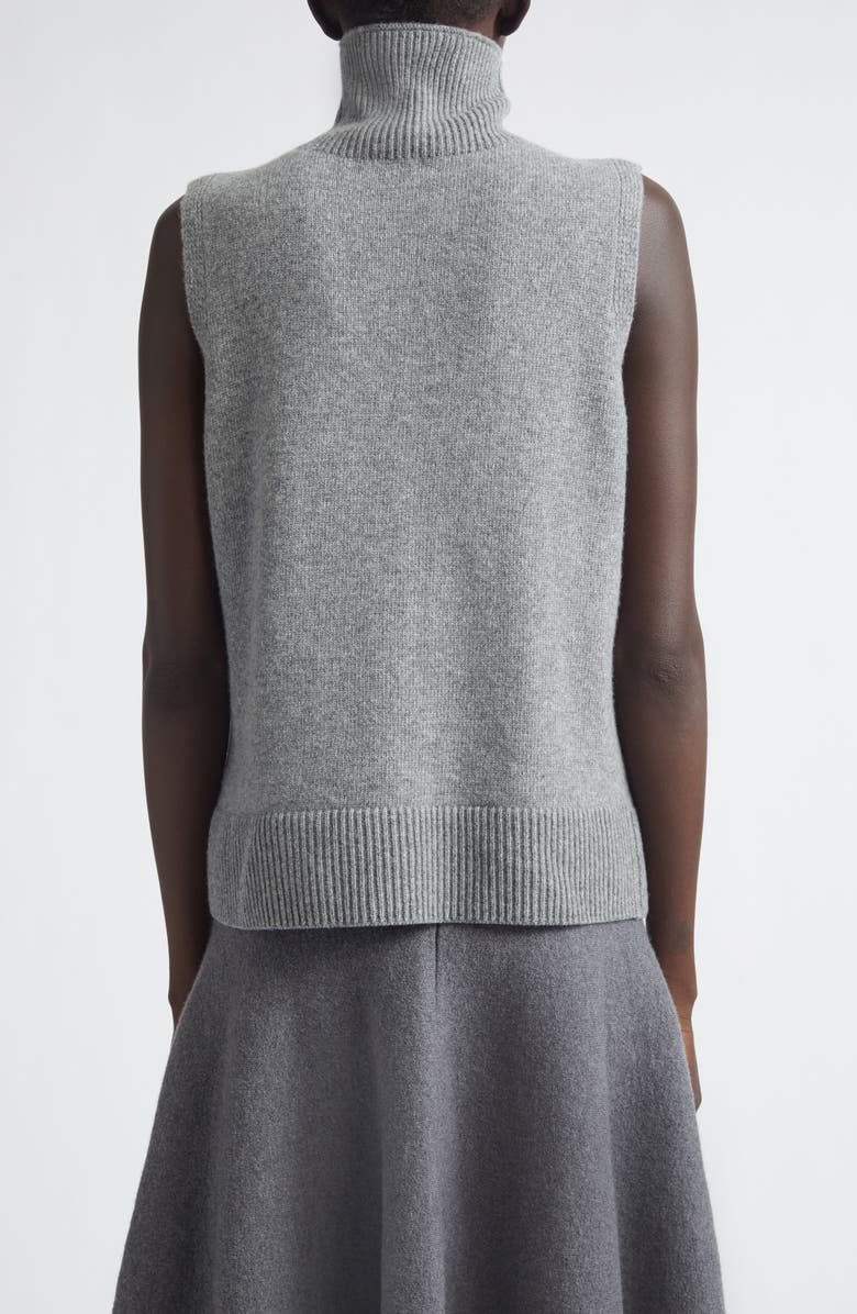 Brandon Maxwell The Bruno Sleeveless Virgin Wool Turtleneck Sweater, Alternate, color, Heather Grey